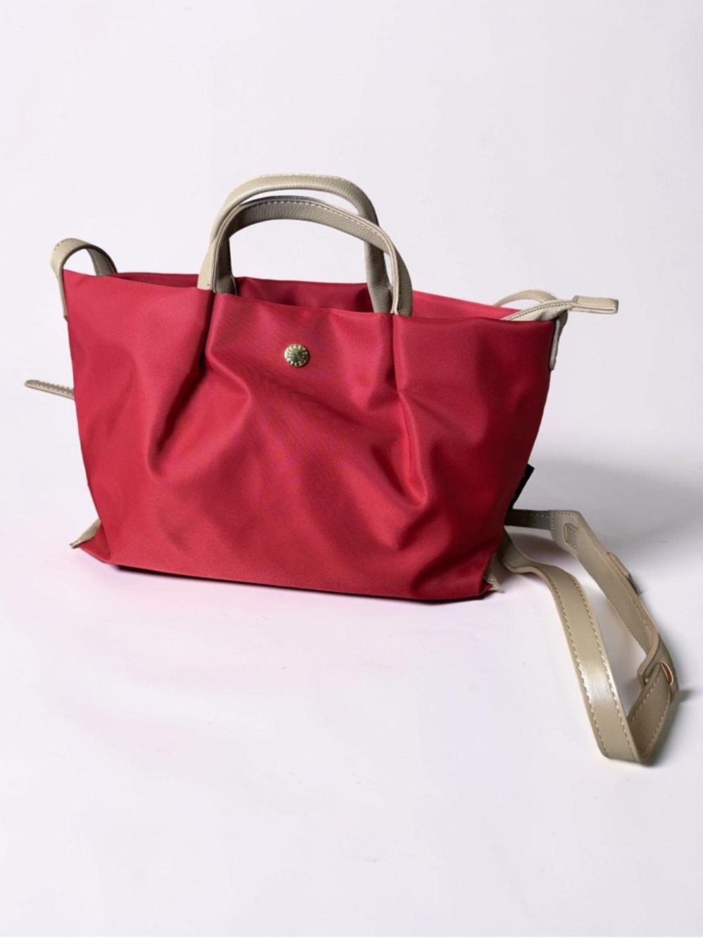 Legato Largo Small Red Tote with Beige Handles and Strap